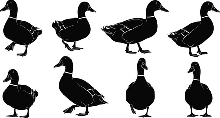 Halloween silhouette icon set, black vector illustration, spooky bat, ghost, cat, haunted house, pumpkin face, witch hat, spider web, creepy tree