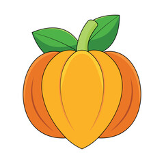 Stylized Ackee Fruit Vector Icon - Cartoon Tropical Fruit Illustration