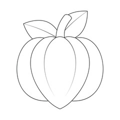 Ackee Fruit Outline for Coloring Book - Vector Line Art Illustration