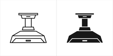 Two ceiling fan icons, one outline and one filled, isolated on a