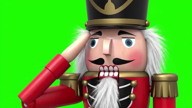 Video Animated Nutcrackers Saluting on Green Screen Background for Festive Cheer