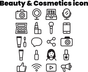 Beauty Blogger and Influencer Essentials Minimal Icon Collection

