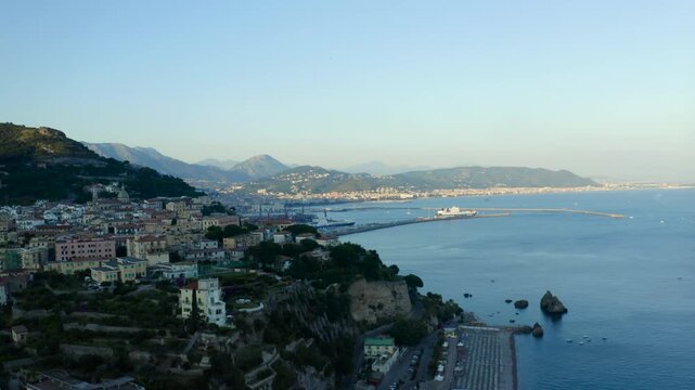 Aerial view of Vietri sul Mare showcasing coastal beauty and vibrant scenery