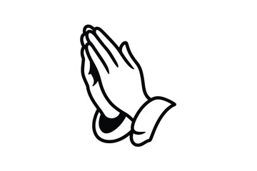 Obraz premium A graphic depiction of praying hands in black and white line drawing style