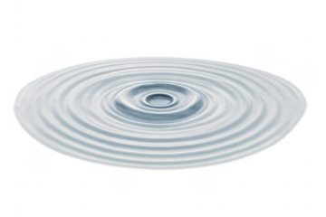 Water ripple surface with concentric circles on transparent background
