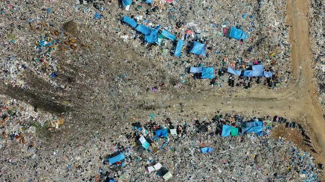 4K Timelapse: Garbage Truck, Waste Pickers, and Bulldozer Cycle at Landfill