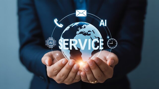 Global technology service and ai business innovation concept