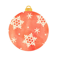 オーナメントの手描き水彩イラスト クリスマスの飾り 雪の結晶