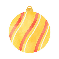 斜めにラインが入ったオーナメントの手描き水彩イラスト クリスマスの飾り