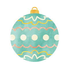 オーナメントの手描き水彩イラスト クリスマスの飾り