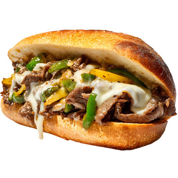 Fresh philly cheese steak isolated on transparent background
