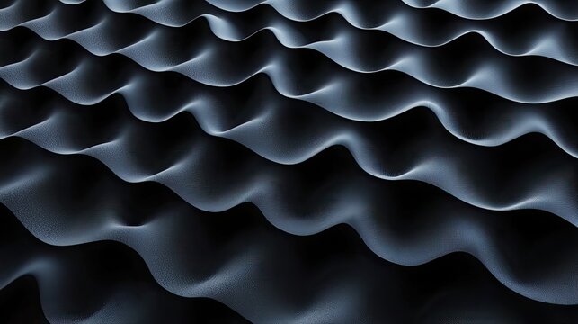 Abstract Digital Waves: Shimmering Particle Undulations on a Deep Black Canvas with Dramatic Lighting.