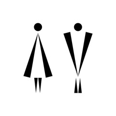 Restroom sign for male and female. Icon and symbol with man and woman for wc or toilet. Vector illustration.
