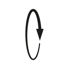 Semicircular rounded arrow. Vector illustration. The semi circle curved long arrow moves in a circular trajectory and path.