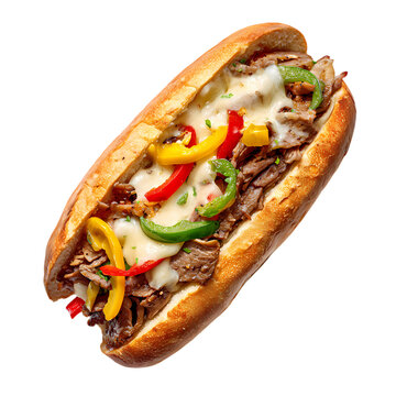 Fresh philly cheese steak isolated on transparent background