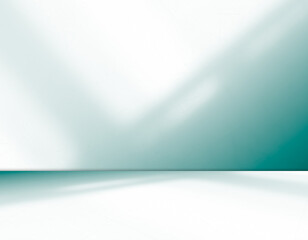 Teal background light shadow leaves abstract nature on blur wall cement podium product, studio room floor organic minimal wallpaper backdrop summer tropical platform sale interior empty scene
