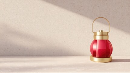 Elegant vintage lantern casting soft shadows on a textured wall in a minimalist interior setting