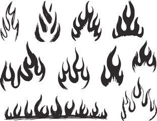 Black and white flame shapes fire abstract