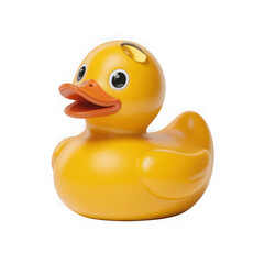  3d yellow rubber duck on transparent background PNG.