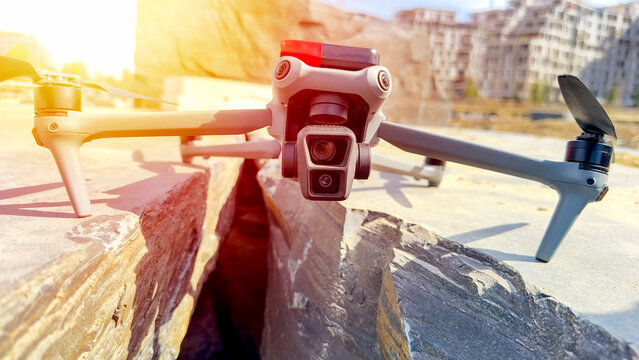 Quadcopter on the ground before takeoff