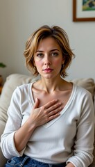 Woman with shortness of breath.