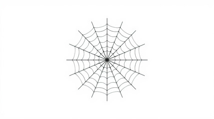 Elegant Symmetrical Spider Web – Minimal Line Art Vector for Halloween