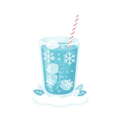 Frosty Blue Iced Drink Glass in Winter Theme
