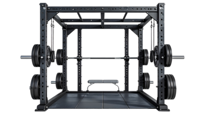 Smith Machine Isolated on Transparent Background – Gym Strength Training Equipment PNG