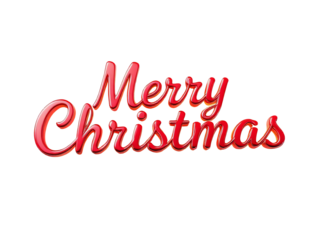 Shiny Red Merry Christmas Script isolated on a transparent background holiday greeting