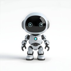 Fototapeta premium Cute Metallic Robot Toy — Modern Children’s Gadget with Soft Shadows and Playful Design