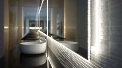 Obraz premium A bathroom with a white sink and a mirror