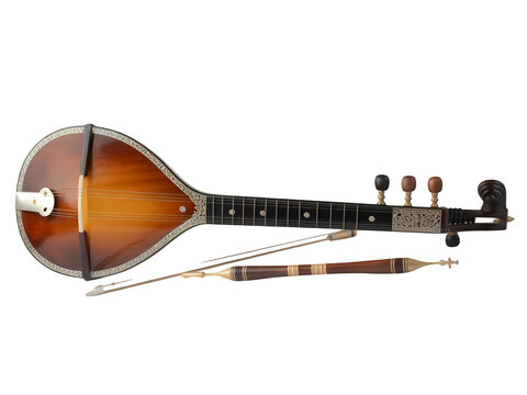 Sarod on white and transparent background.