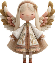 Angel Doll: An adorable angel doll, with long, flowing golden hair and delicate wings, radiates a sense of serenity and purity.