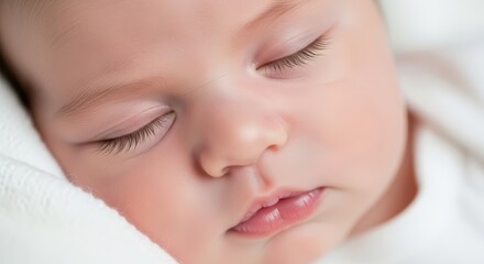 Peaceful sleep of caucasian baby with delicate features and soft expressions