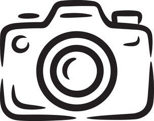 Camera Drawing Silhouette Line Art on Transparent Background