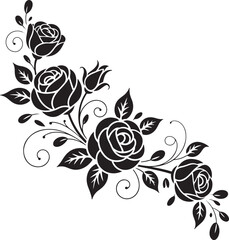 Floral Corner Design Element with Roses for Decoration