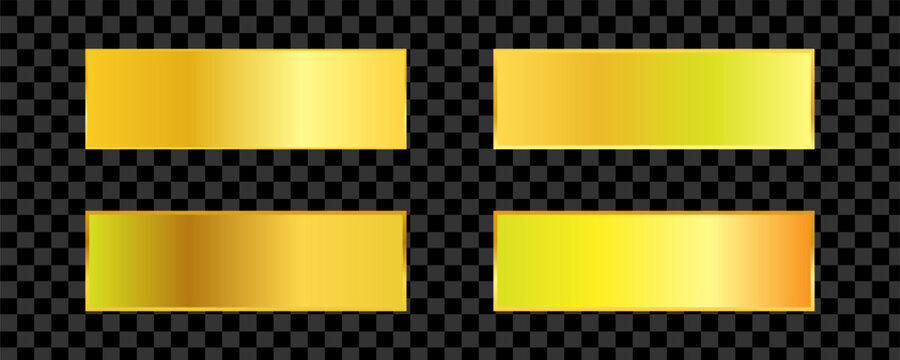 Golden metallic gradient set, Shiny metallic background and luxury banner collection, Vector glossy gold gradient texture