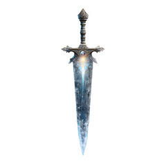 Ancient Sword of Valor: A close-up shot of an ancient sword, its steel blade glows with an ethereal light and the intricate hilt a symbol of power and history. 