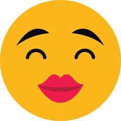 Playful kiss emoji icon with red lips and heart shape