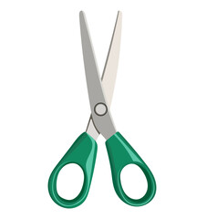 Green Handle Scissors Illustration Isolated on White Background