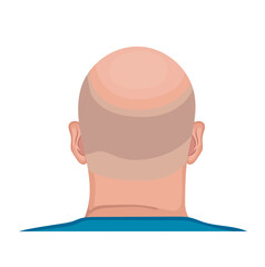 Back View of Bald Man's Head Illustration Isolated on White Background