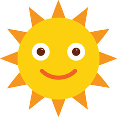 Happy yellow sun with a smiling face illustration