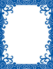
Elegant Blue Ornate Scrollwork Frame Border, floral tiles vector, Card cover vector, Carpet, Mosaic, tiles decoration, Greeting card, weeding invitation cover, gift box level, page border.