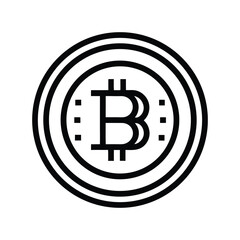 Black outline bitcoin symbol inside a circle on a white background