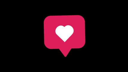 Animated white Like heart icon inside a red speech bubble. Ideal for social media, notification, follower engagement, or marketing clip. - Powered by Adobe