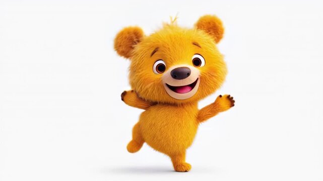 cute dancing bear on a white background. AI video for a children's channel or cartoon
