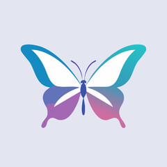 Naklejka premium Vibrant Gradient Butterfly Illustration on a Soft Lavender Background.