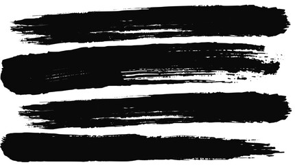 Collection of black paint brush strokes for design element