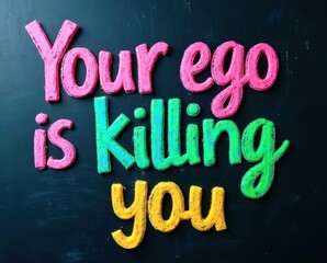 The chalkboard says "your ego is killing you."