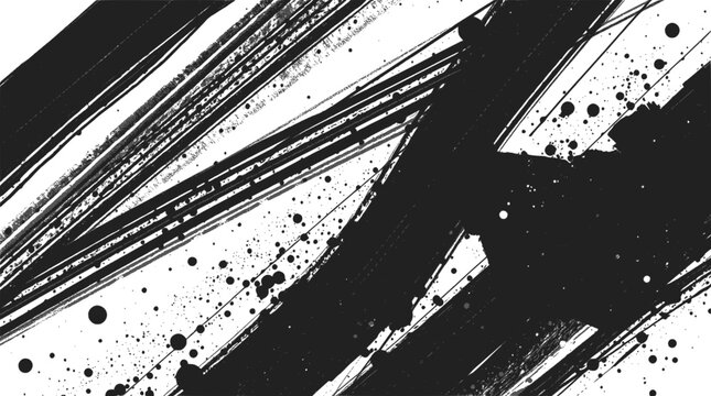 Black ink strokes and splatters for creative design use